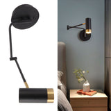 Swing Arm Wall Lamp Wall Mounted Bedside Lamps with Adjustable Swing Arms for Bedroom Living Room Reading Black