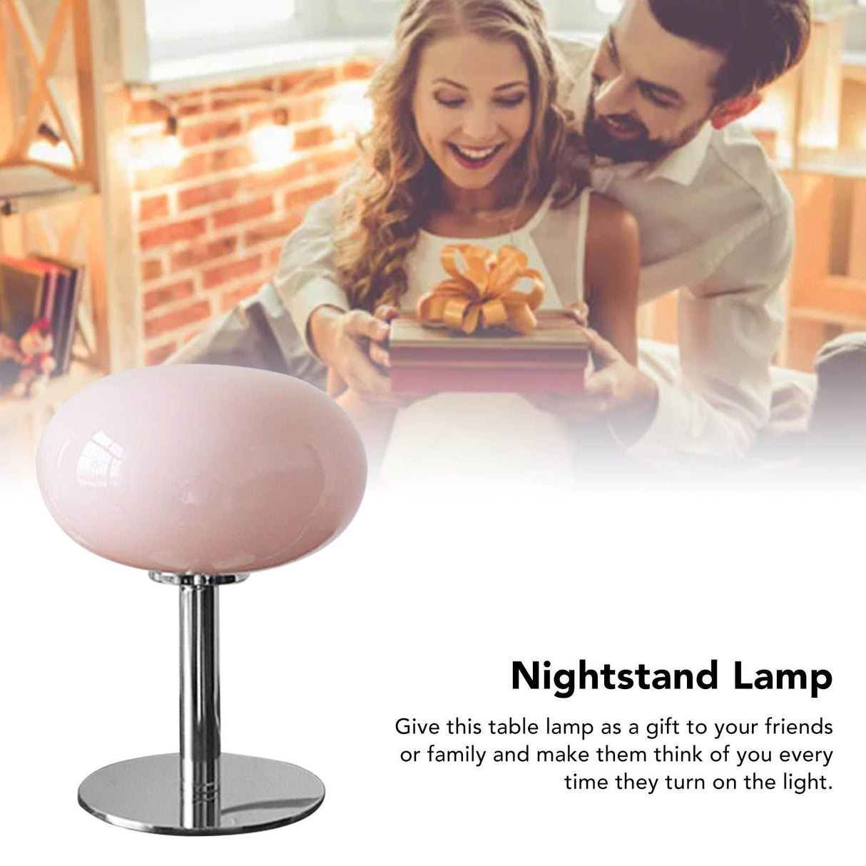 Bedside Table Lamp Iron Base Cute Shape Simple Modern Elegant Nightstand Lamp for Home Button Switch Pink