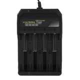 18650 Battery Charger Independent Charging 4 Bay Universal Smart Battery Charger for 10440 14500 16340 16650 14650 18350 18500 18650 Lithium Li Ion Batteries - Top-Down View