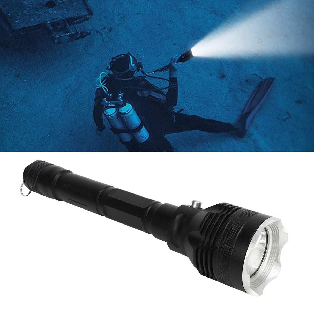 Scuba Diving Flashlight 8000LM LED IPX8 Waterproof Diving Torch Flashlight with 3 Lighting Modes for Underwater Activities