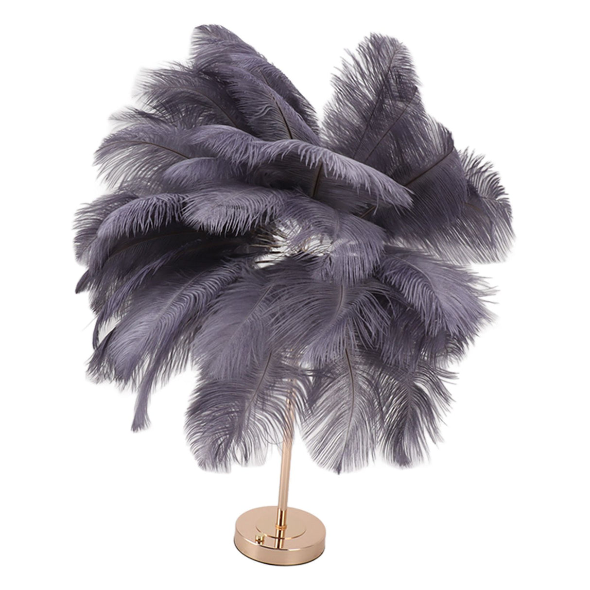 Ostrich Feather Table Lamp Rechargeable Modern Romantic Decoration Lamp Bedroom Bedside Lamp for Home Decoration Grey