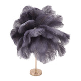 Ostrich Feather Table Lamp Rechargeable Modern Romantic Decoration Lamp Bedroom Bedside Lamp for Home Decoration Grey