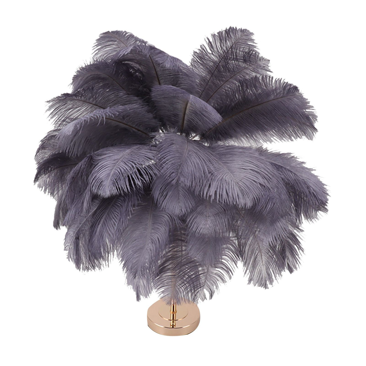 Ostrich Feather Table Lamp Rechargeable Modern Romantic Decoration Lamp Bedroom Bedside Lamp for Home Decoration Grey