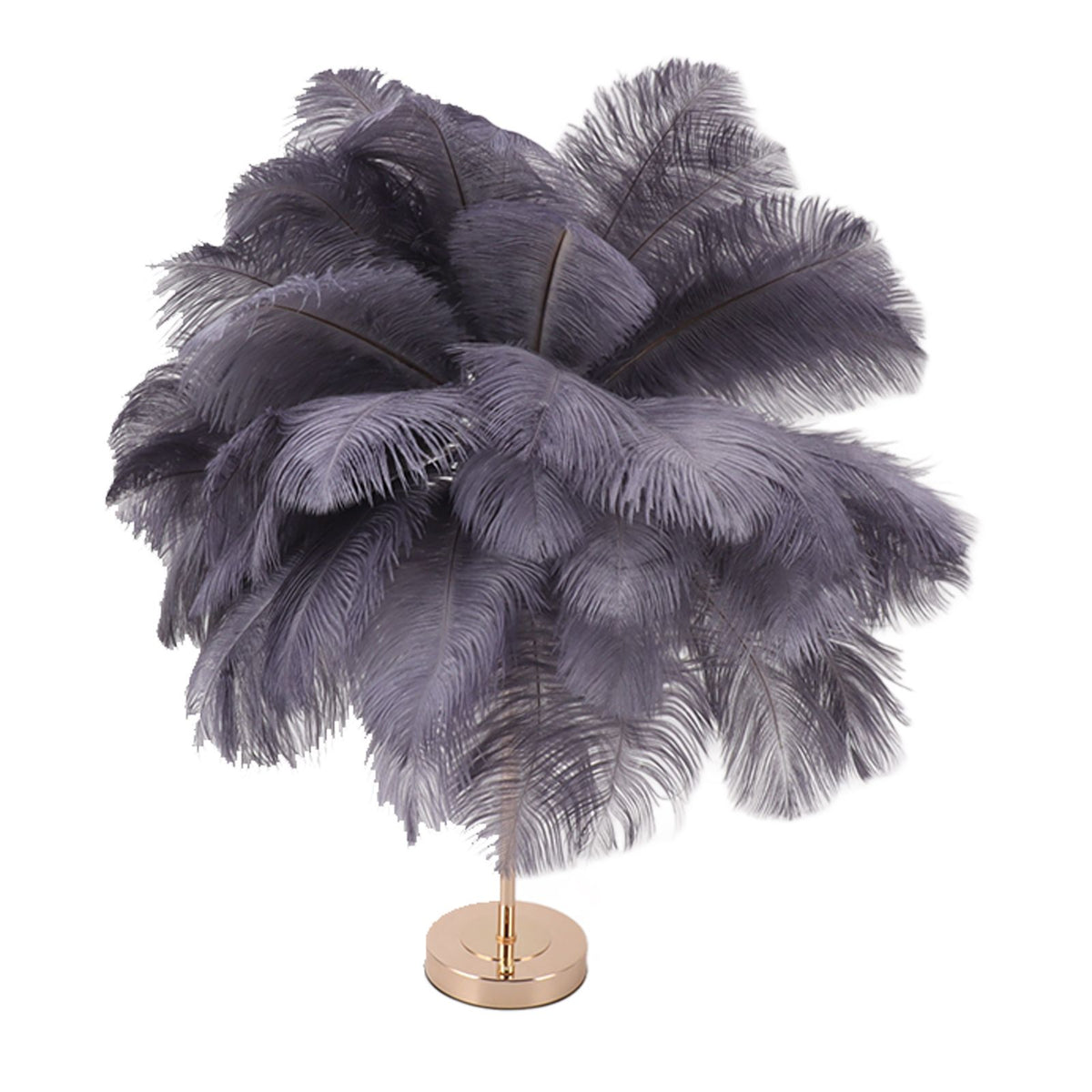 Ostrich Feather Table Lamp Rechargeable Modern Romantic Decoration Lamp Bedroom Bedside Lamp for Home Decoration Grey