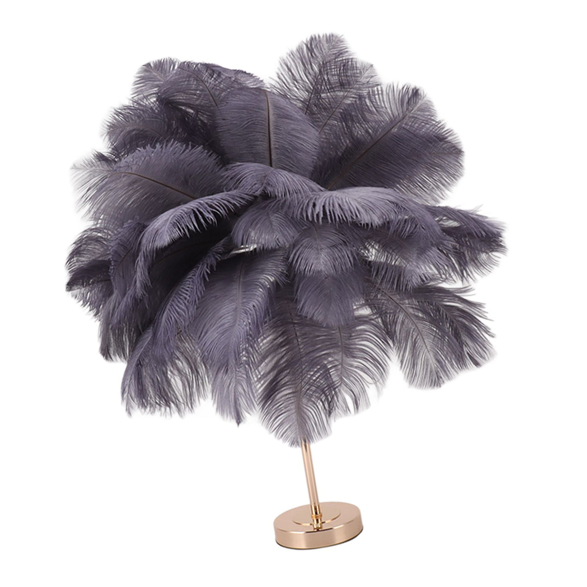 Ostrich Feather Table Lamp Rechargeable Modern Romantic Decoration Lamp Bedroom Bedside Lamp for Home Decoration Grey