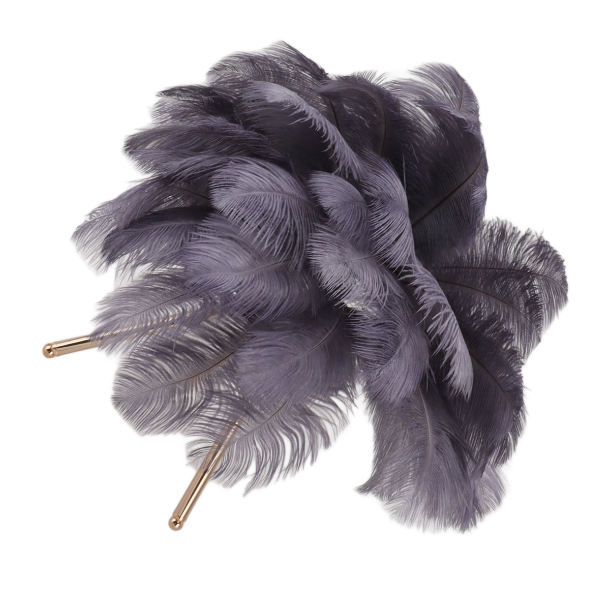 Feather Table Lamp USB Rechargeable Ostrich Feather Desk Light with Gold Tripod for Bedroom 40Pcs Artificial Feather Grey
