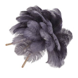 Feather Table Lamp USB Rechargeable Ostrich Feather Desk Light with Gold Tripod for Bedroom 40Pcs Artificial Feather Grey - Top-Down View