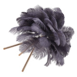 Feather Table Lamp USB Rechargeable Ostrich Feather Desk Light with Gold Tripod for Bedroom 40Pcs Artificial Feather Grey