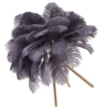 Feather Table Lamp USB Rechargeable Ostrich Feather Desk Light with Gold Tripod for Bedroom 40Pcs Artificial Feather Grey