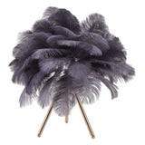 Feather Table Lamp USB Rechargeable Ostrich Feather Desk Light with Gold Tripod for Bedroom 40Pcs Artificial Feather Grey - Extra Image