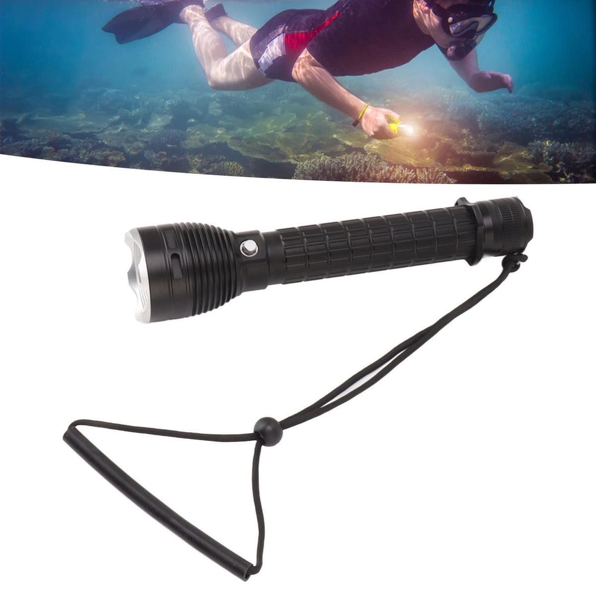 Diving Flashlight 3200 Lm IPX8 Waterproof Aluminum Alloy 3 Lighting Modes Under Water Flashlight for Adventure