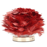 Feather Table Lamp Stepless Dimming USB Charging Touch Control LED Table Lamp for Bedroom Cafe Wine Red