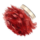 Feather Table Lamp Stepless Dimming USB Charging Touch Control LED Table Lamp for Bedroom Cafe Wine Red - Side View