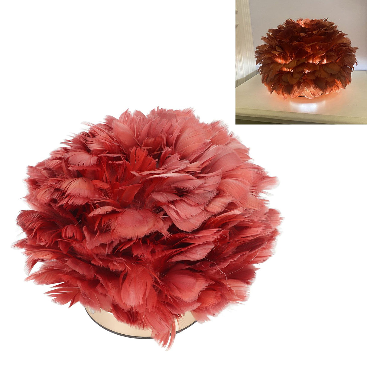 Feather Table Lamp Stepless Dimming USB Charging Touch Control LED Table Lamp for Bedroom Cafe Wine Red