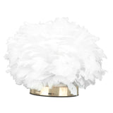 Feather Table Lamp USB Type C 5V Touch Control Stepless Dimming LED Table Lamp for Bedroom Cafe White - Side View