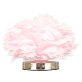 Feather Table Lamp USB Type C 5V Touch Control Stepless Dimming LED Table Lamp for Bedroom Cafe Pink