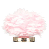 Feather Table Lamp USB Type C 5V Touch Control Stepless Dimming LED Table Lamp for Bedroom Cafe Pink - Low Angle