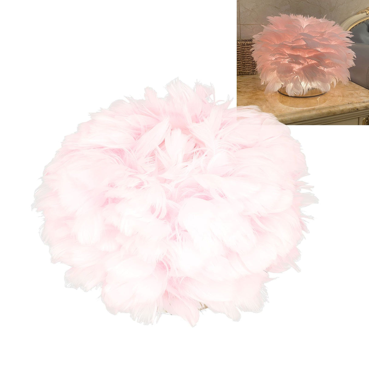 Feather Table Lamp USB Type C 5V Touch Control Stepless Dimming LED Table Lamp for Bedroom Cafe Pink