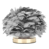 Feather Table Lamp USB Type C 5V Touch Control Stepless Dimming LED Table Lamp for Bedroom Cafe Grey - Front View