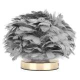 Feather Table Lamp USB Type C 5V Touch Control Stepless Dimming LED Table Lamp for Bedroom Cafe Grey