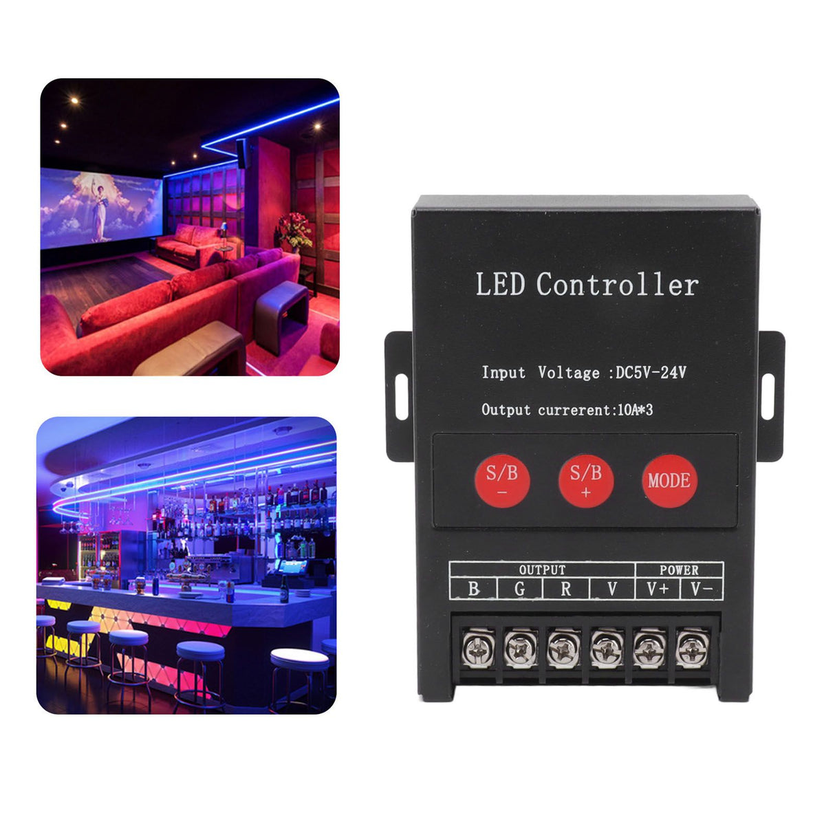 RGB LED Controller High Power Wireless Iron Shell 15 Modes Colorful Light Controller for KTV Hotel Home