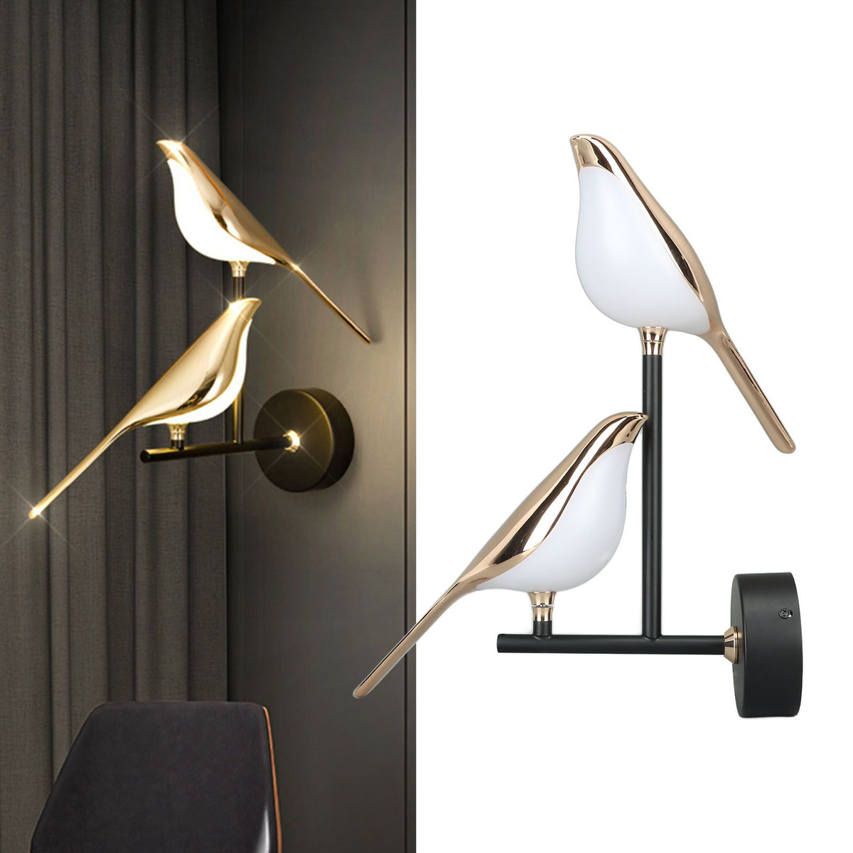 Nordic Bird Wall Lamp 4500K Natural Light Modern Decorative LED Wall Light for Livingroom Bedroom 85‑265V
