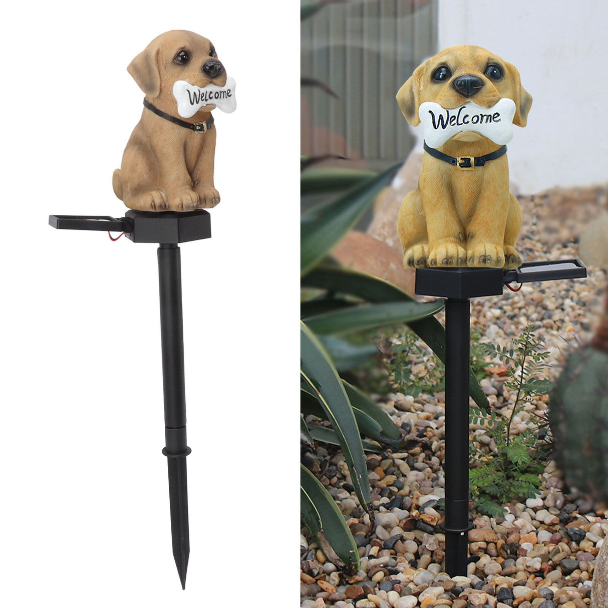 Solar Light Cartoon Welcome Sign Dog Lawn Lights Patio Outdoor Garden Decorative Landscape Lights