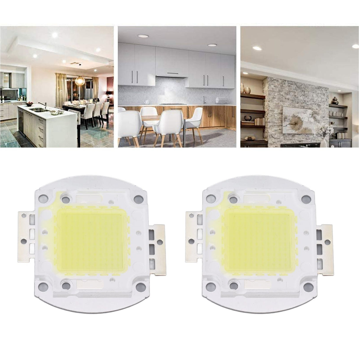 2pcs Round LED Chip 100W High Power LED Chip White Light 9600LM 6000K LED Beads for Home Studio Exhibition Foodlight Spotlight