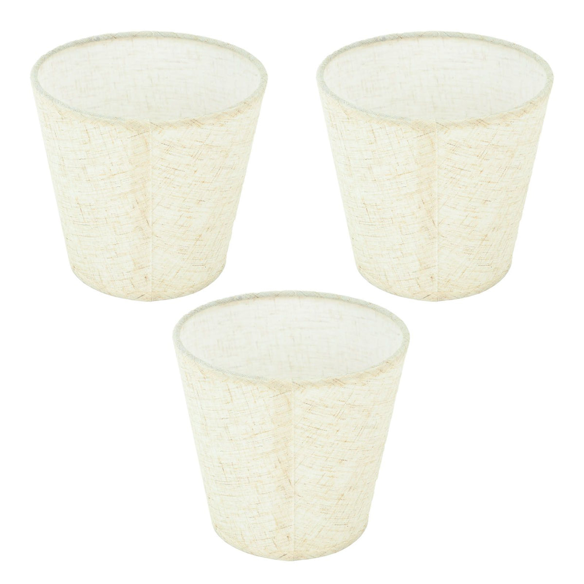 3Pcs Lampshades Hand Crafted Natural Linen Stylish Dustproof Barrel Chandelier Shades For Table Lamps and Floor Light