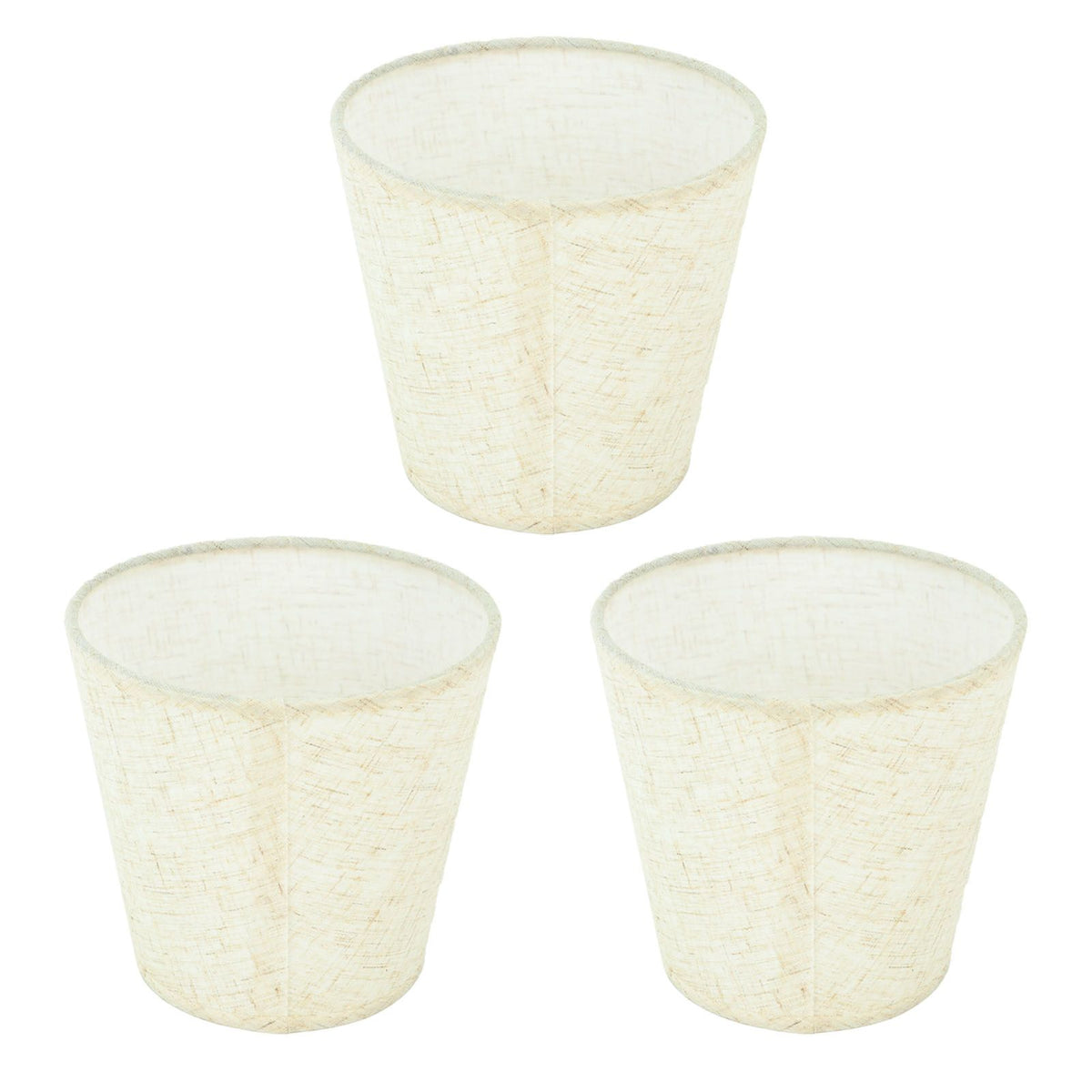 3Pcs Lampshades Hand Crafted Natural Linen Stylish Dustproof Barrel Chandelier Shades For Table Lamps and Floor Light