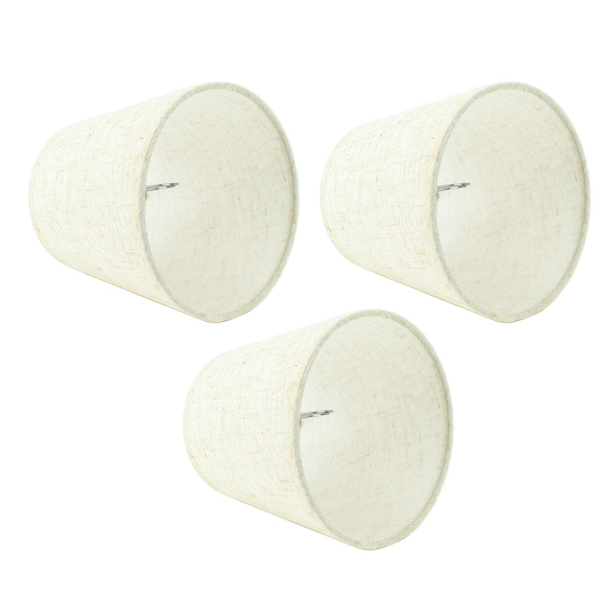3Pcs Lampshades Hand Crafted Natural Linen Stylish Dustproof Barrel Chandelier Shades For Table Lamps and Floor Light