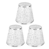 Cloth Lampshade Clip On Design Modern Barrel Fabric Lamp Shades for E14 Bulb Chandelier Wall Lamp 3pcs Silver - Front View