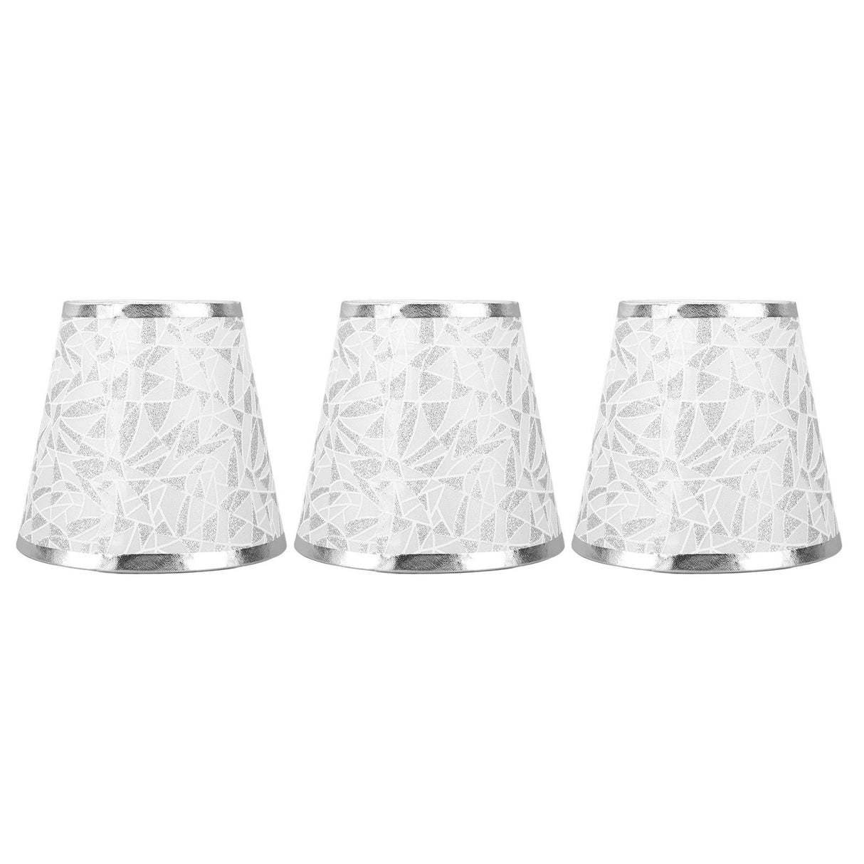 Cloth Lampshade Clip On Design Modern Barrel Fabric Lamp Shades for E14 Bulb Chandelier Wall Lamp 3pcs Silver