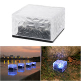 Solar Glass Brick Light ABS LED Waterproof In Ground Buried Ice Brick Landscape Lamp for Outdoor Yard Garden Lawn Blue Light - Top-Down View