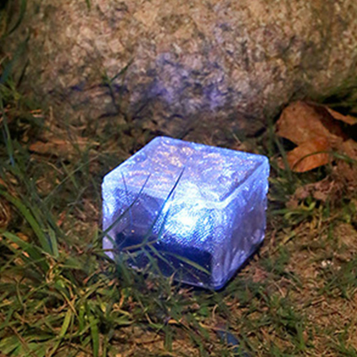 Solar Glass Brick Light ABS LED Waterproof In Ground Buried Ice Brick Landscape Lamp for Outdoor Yard Garden Lawn Blue Light