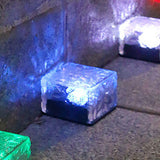 Solar Glass Brick Light ABS LED Waterproof In Ground Buried Ice Brick Landscape Lamp for Outdoor Yard Garden Lawn Blue Light - Extra Image