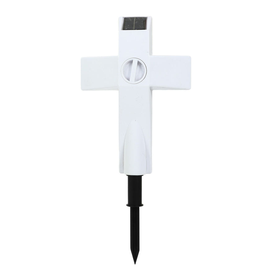 Solar Powered LED Cross Lights Graveside Memorial Headstone Stake Garden Grave Marker for Grave Decorations