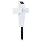Solar Powered LED Cross Lights Graveside Memorial Headstone Stake Garden Grave Marker for Grave Decorations