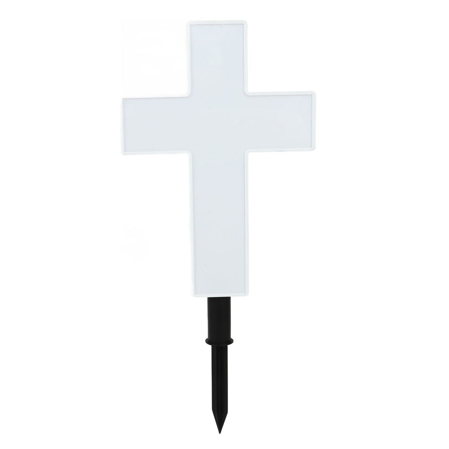 Solar Powered LED Cross Lights Graveside Memorial Headstone Stake Garden Grave Marker for Grave Decorations