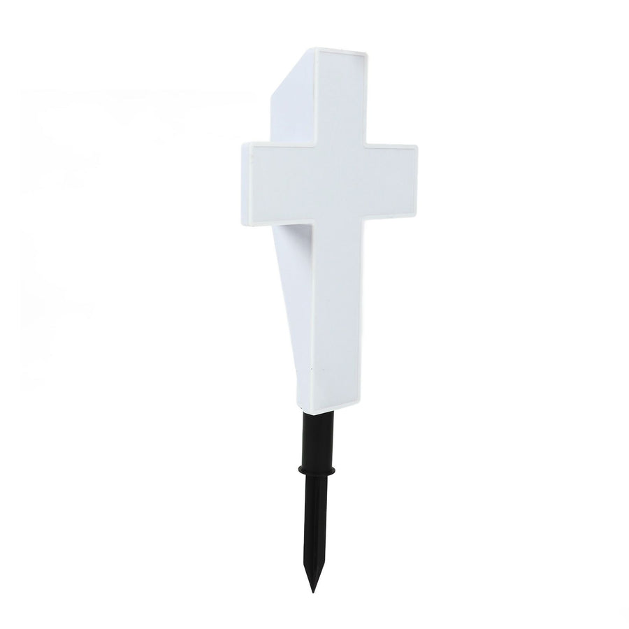Solar Powered LED Cross Lights Graveside Memorial Headstone Stake Garden Grave Marker for Grave Decorations