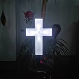 Solar Powered LED Cross Lights Graveside Memorial Headstone Stake Garden Grave Marker for Grave Decorations