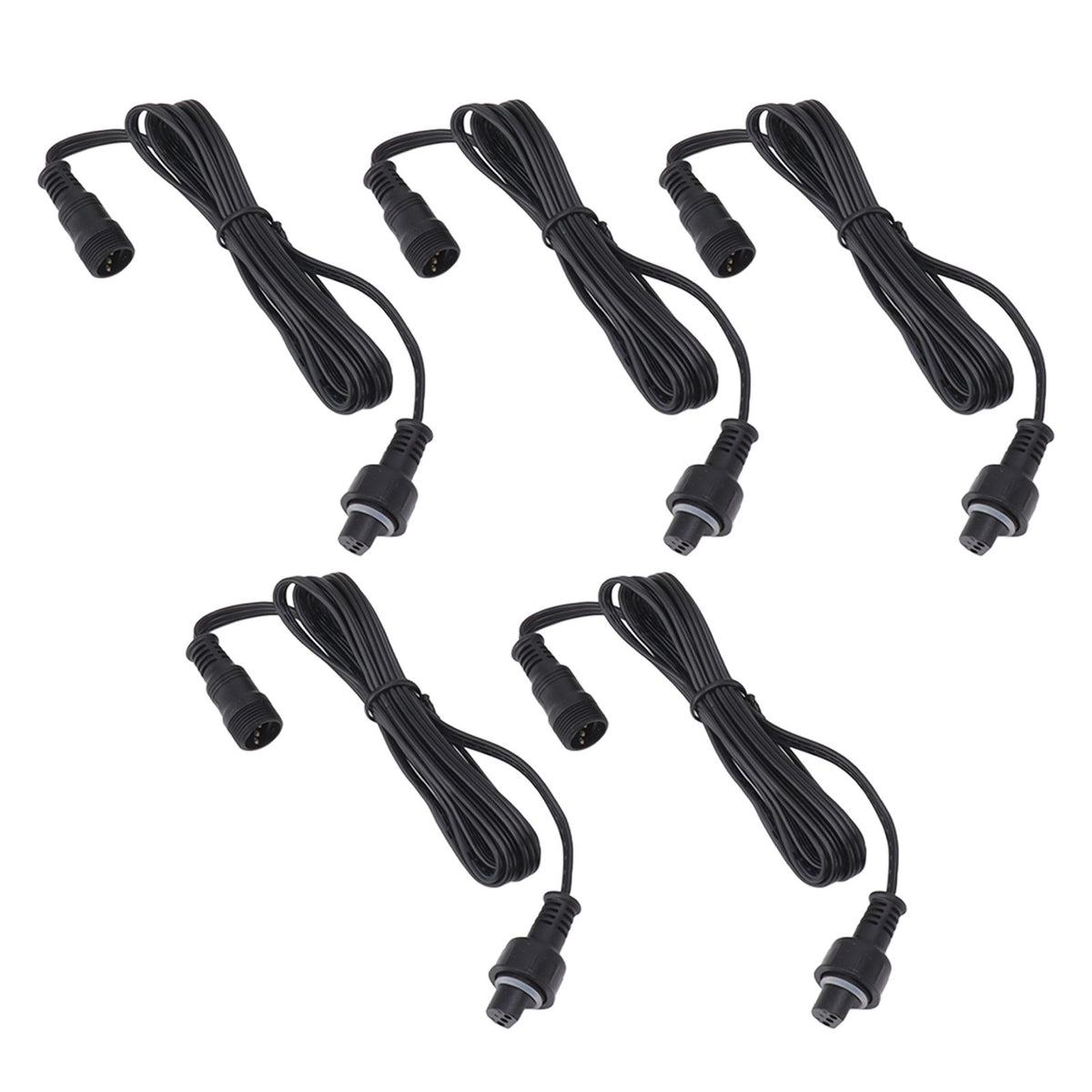 5pcs 4.9ft Deck Light Extension Cable IP67 Waterproof Extension Cord with Male and Female 3Pin Connectors for Outdoor