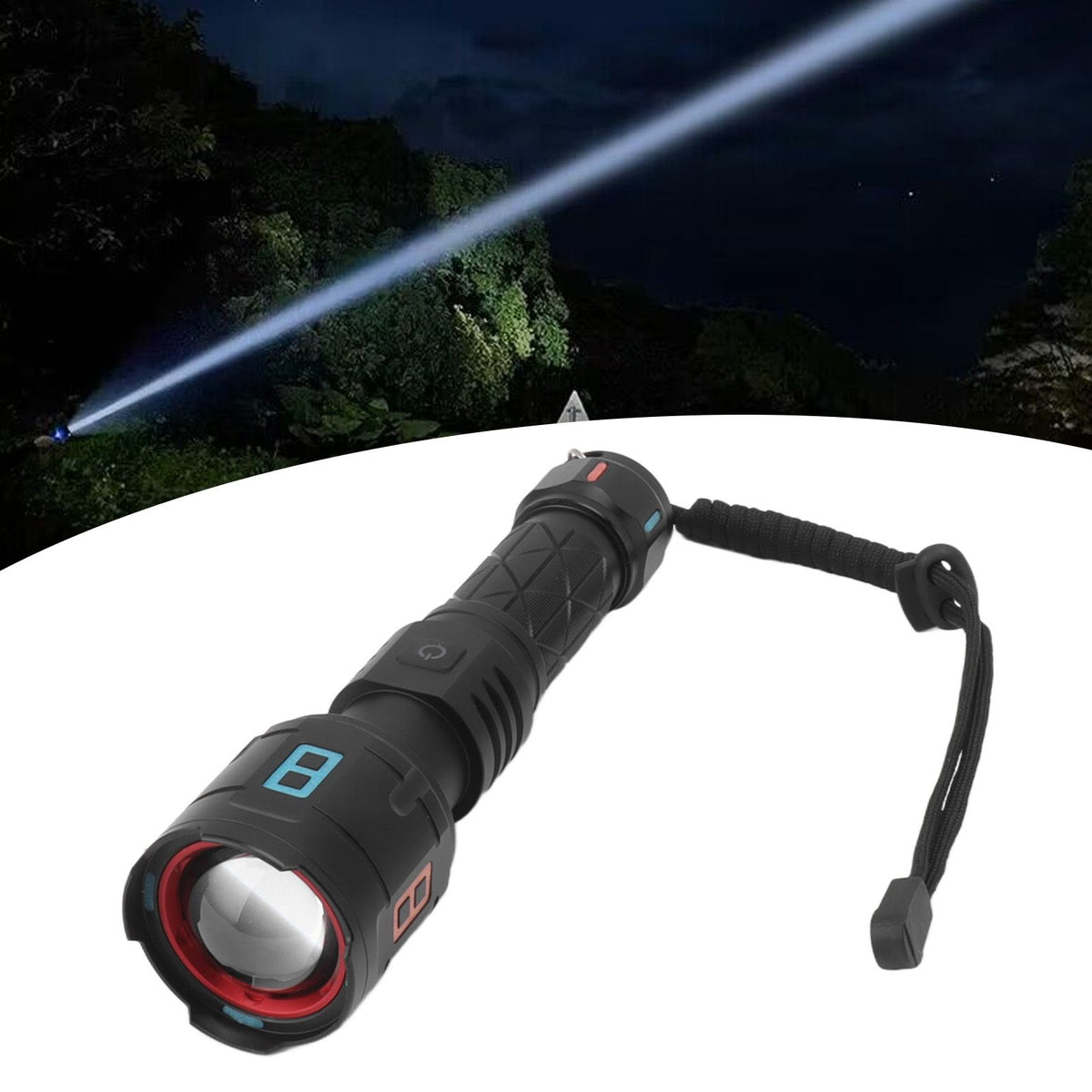 Rechargeable LED Flashlights 10000LM 5 Modes Super Bright Waterproof Flashlights with Fluorescent Strip for Emergency