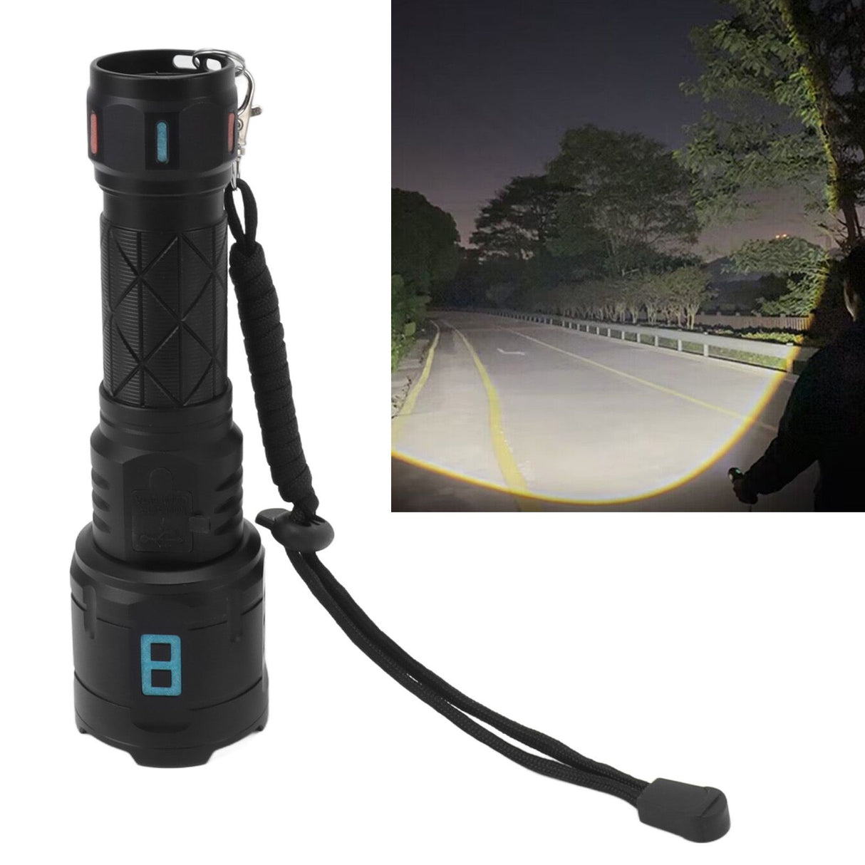 Rechargeable LED Flashlights 10000LM 5 Modes Super Bright Waterproof Flashlights with Fluorescent Strip for Emergency