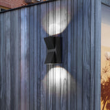 Outdoor Wall Light Plastic Housings Dual Head Exterior Wall Lamp with Up and Down Sconces 6000k White Light - 45-Degree Angle