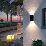 Outdoor Wall Light Plastic Housings Dual Head Exterior Wall Lamp with Up and Down Sconces 3000k Warm Light