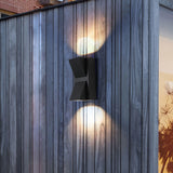Outdoor Wall Light Plastic Housings Dual Head Exterior Wall Lamp with Up and Down Sconces 3000k Warm Light - Rear View
