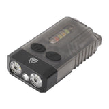 Mini Flashlight Portable Rechargeable Buzzer Alarm Keychain Light for Camping Hiking Outdoor Violet 365NM - Front View