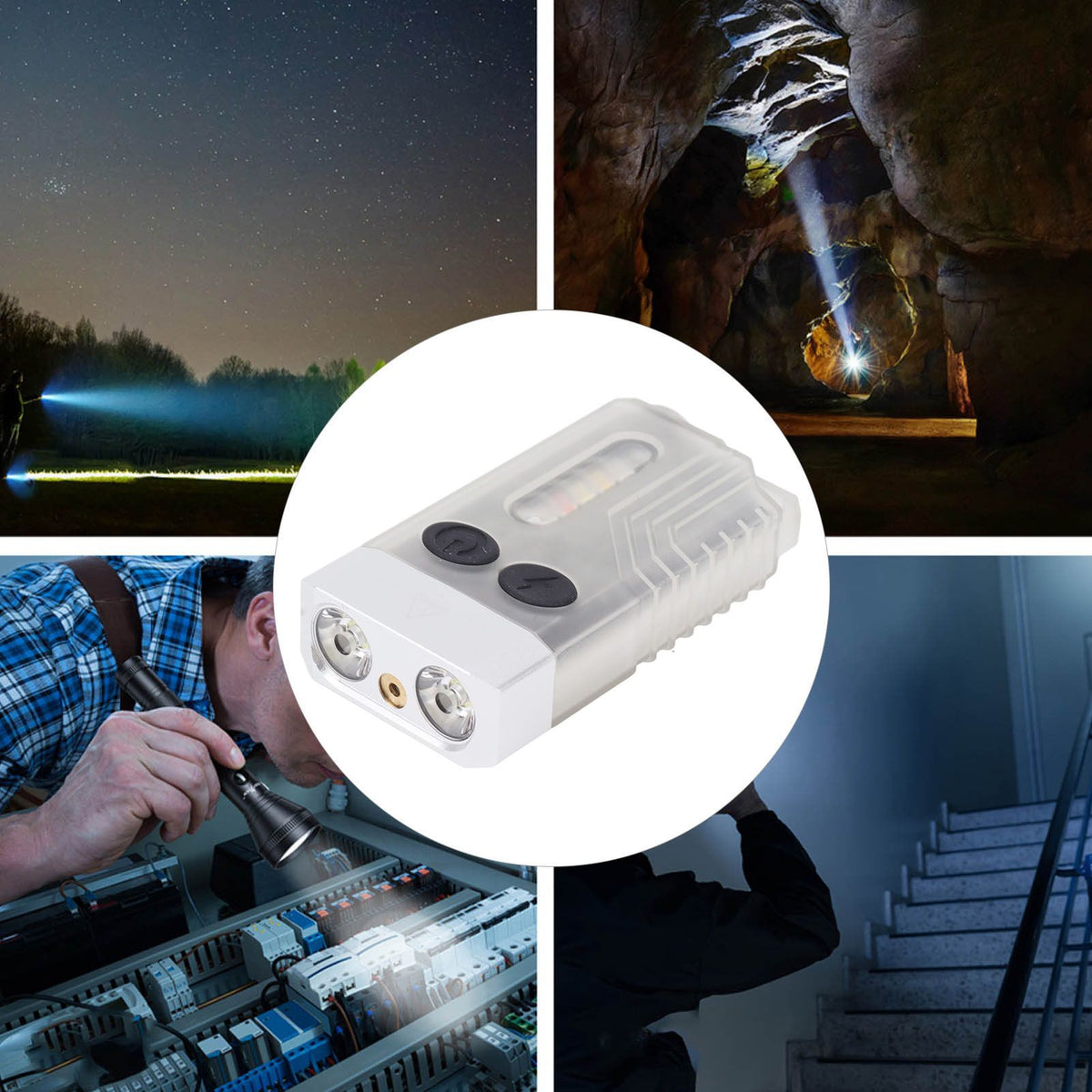 Keychain EDC Flashlight 3.7V 1000mAh IP65 365nm Rechargeable Mini Keychain Light for Walking Searching Emergencies