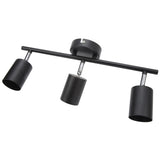 LED Track Light Kit 3 Heads 15.9in Arm 90 Degrees Rotatable Matte Black 3 Light Track Lighting Kit for GU10 Bulb 85‑265V - Front View